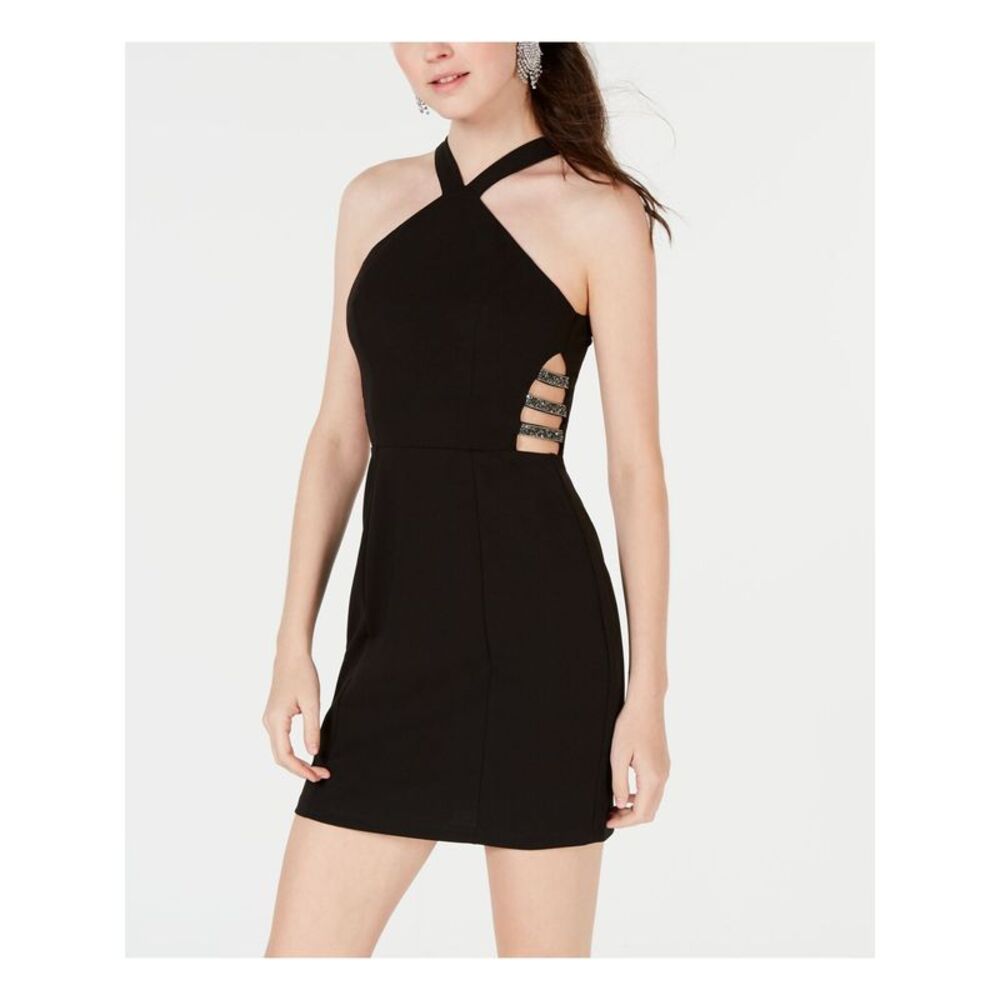 SPEECHLESS Womens Body Con Mini Dress Black  Sleeveless Cocktail Juniors 11